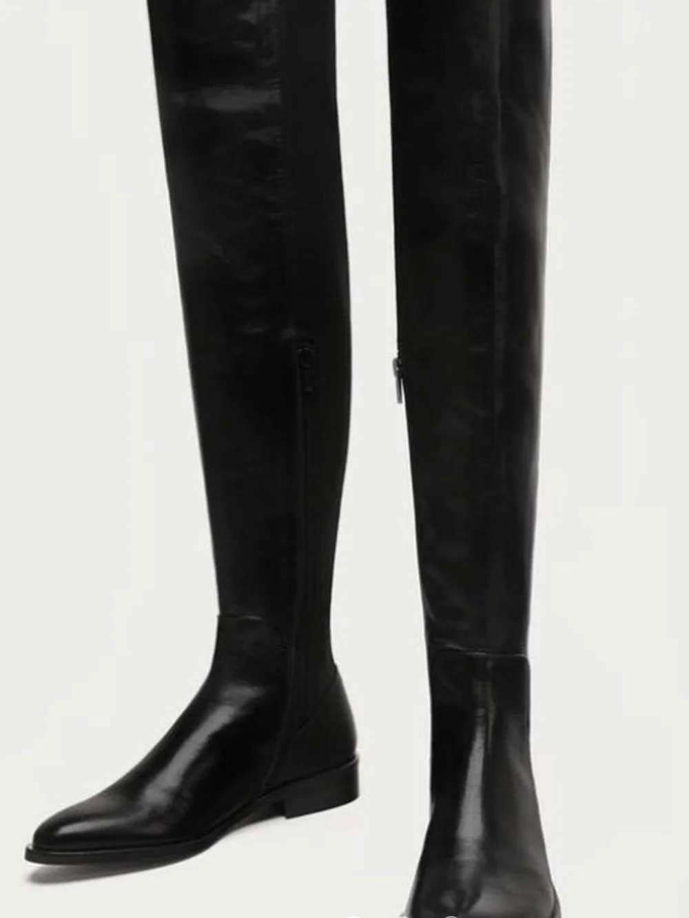Zara Black Over-the-Knee Smooth Leather Boots. Made In Spain. Size 9(40).